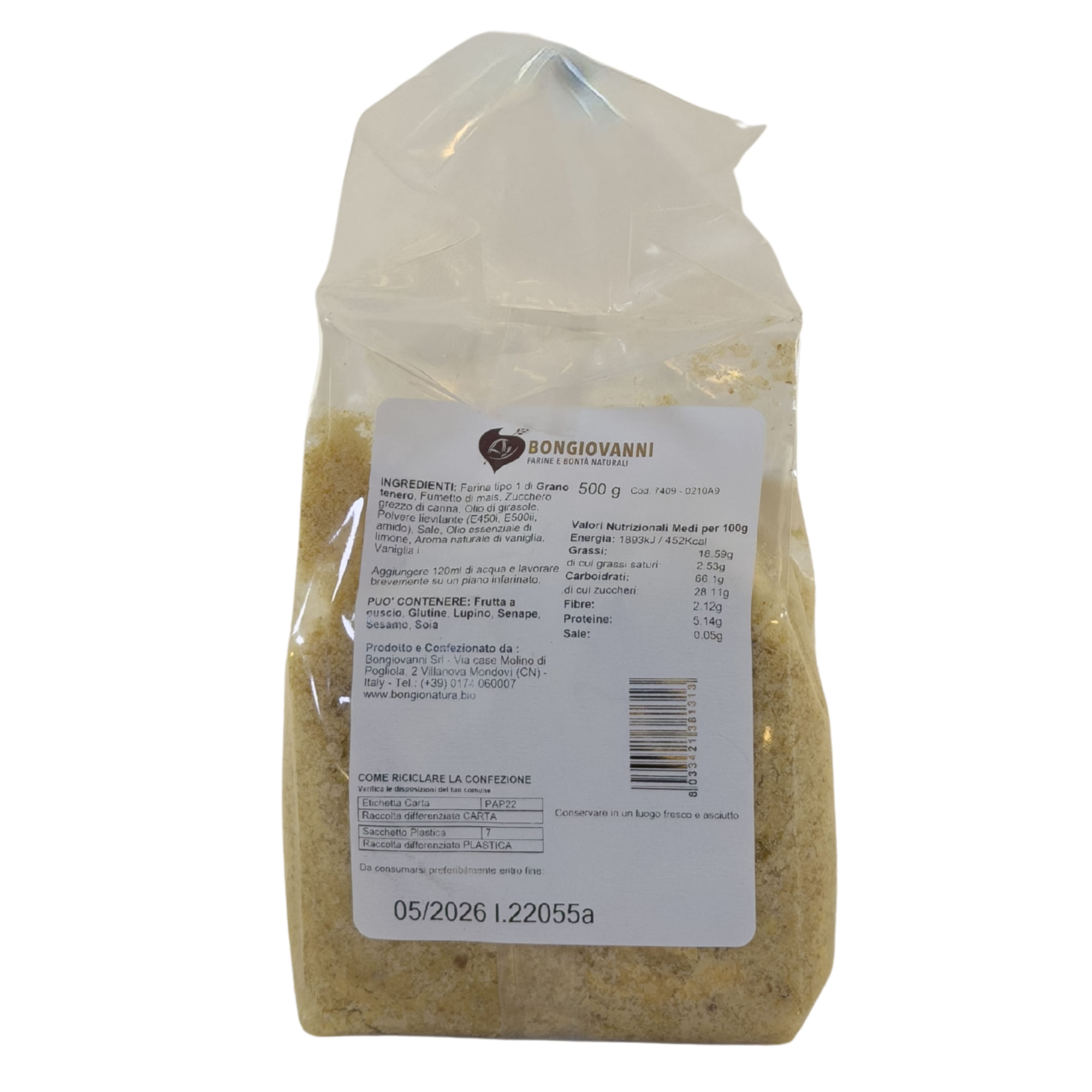 BongioFroll - Preparato per pasta frolla vegana 500 g